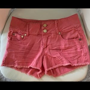 Refuge Coral Pink Denim Short Shorts